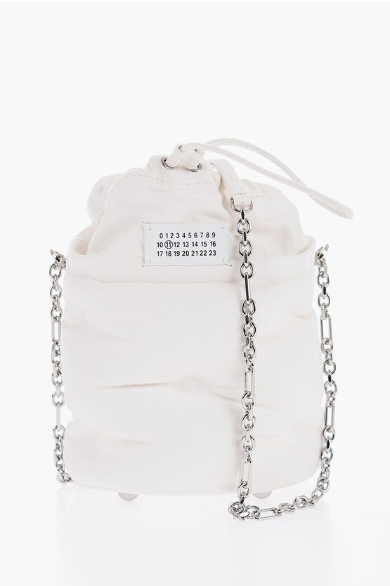 Shop Maison Margiela Mm11 Leather Glam Slam Bucket Bag With Silver-tone Chain