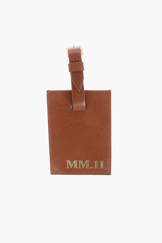 Maison Margiela Mm11 Leather Luggage Name Tag In Brown