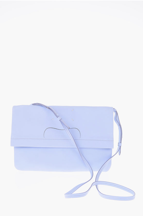 Maison Margiela Mm11 Leather Pouch With Removable Shoulder-strap In Blue