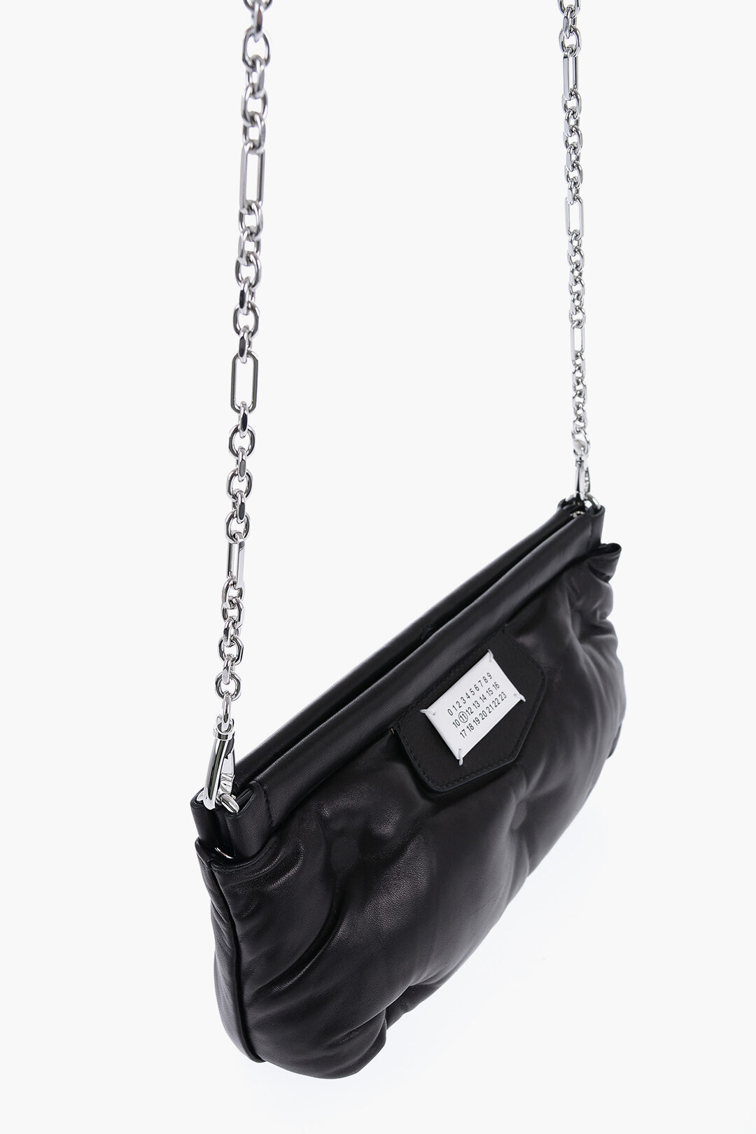 MM11 Padded Leather GLAM SLAM Clutch with Chain Shoulder Strap