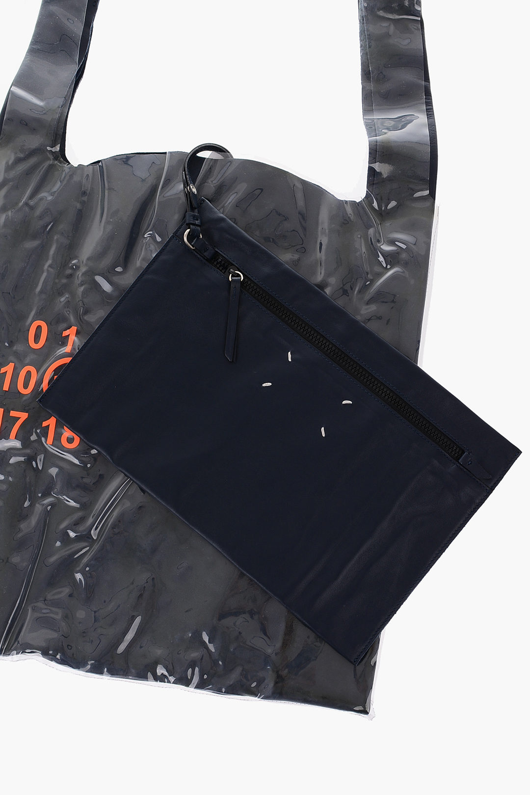 Maison Margiela MM11 pvc Sheer Shopping Bag with leather inner men