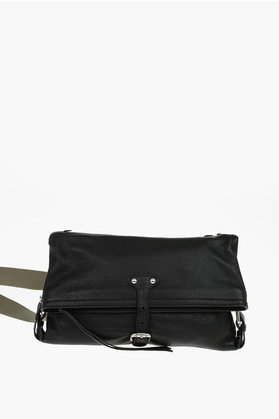 Maison Margiela Mm11 Removable Shoulder Strap Textured Leather Messenger Bag In Black