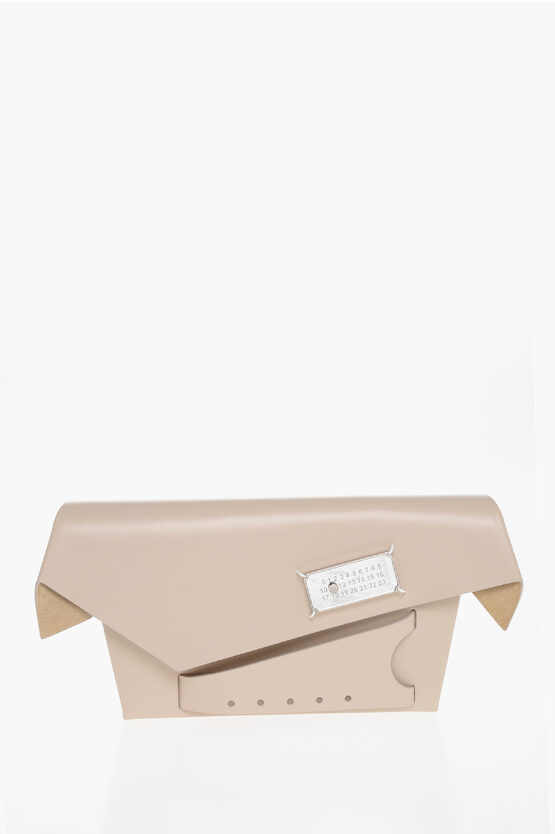 Maison Margiela Mm11 Saffiano Leather Snatched Clutch With Clip Closure