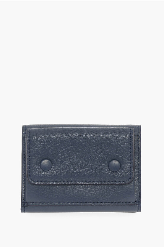Maison Margiela Mm11 Solid Color Leather Wallet In Blue