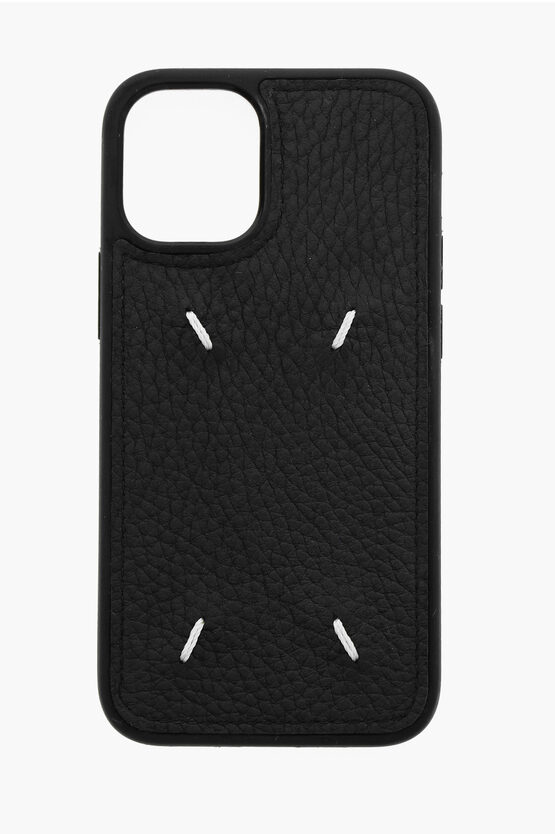 Maison Margiela Mm11 Textured Leather 12 Mini Iphone Case In Black
