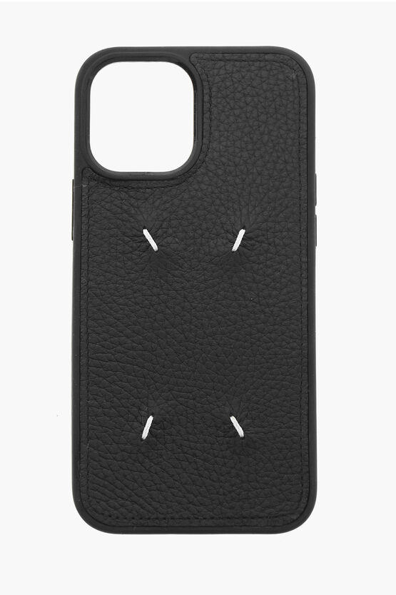 Maison Margiela Mm11 Textured Leather Iphone 12 Pro Max Case In Black