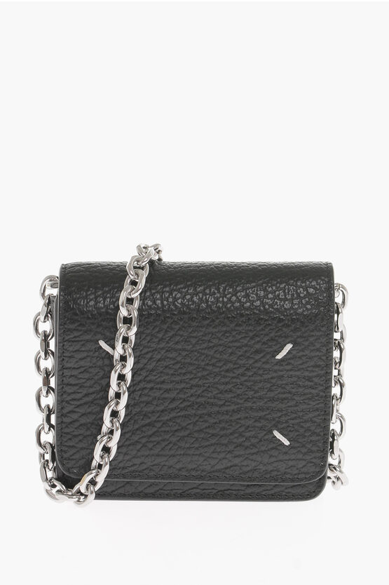 Shop Maison Margiela Mm11 Woven Leather Four Stitchies Purse With Removable Strap