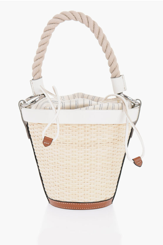 Maison Margiela Mm11 Woven Rafia Bucket Bag With Drawstring