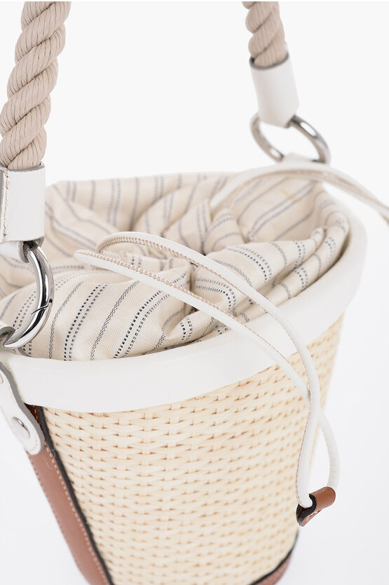 MM11 Woven Rafia Bucket Bag with Drawstring
