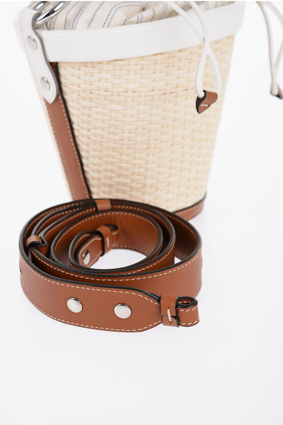 MM11 Woven Rafia Bucket Bag with Drawstring