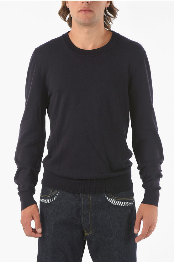 Maison Margiela Mm14 Cotton And Wool Sweater With Suede Detail