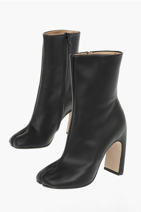 Maison Margiela Mm22 10cm Side Zip Leather Tabi Boots In Black