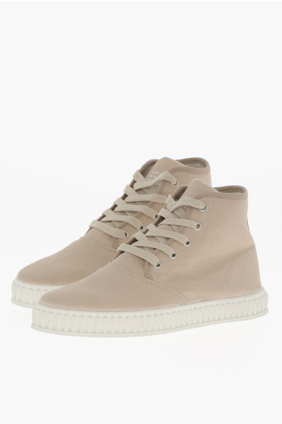 Shop Maison Margiela Mm22 Canvas High-top Sneakers With Rubber Sole