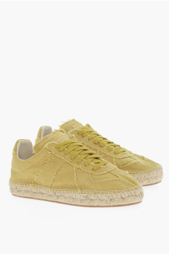 Maison Margiela Mm22 Canvas Low Top Sneakers With Jute Detail In Yellow