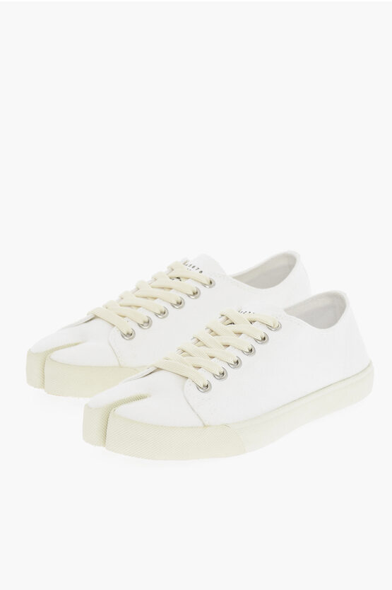Maison Margiela Mm22 Cotton And Linen Tabi Low-top Sneakers With Ton-on-ton