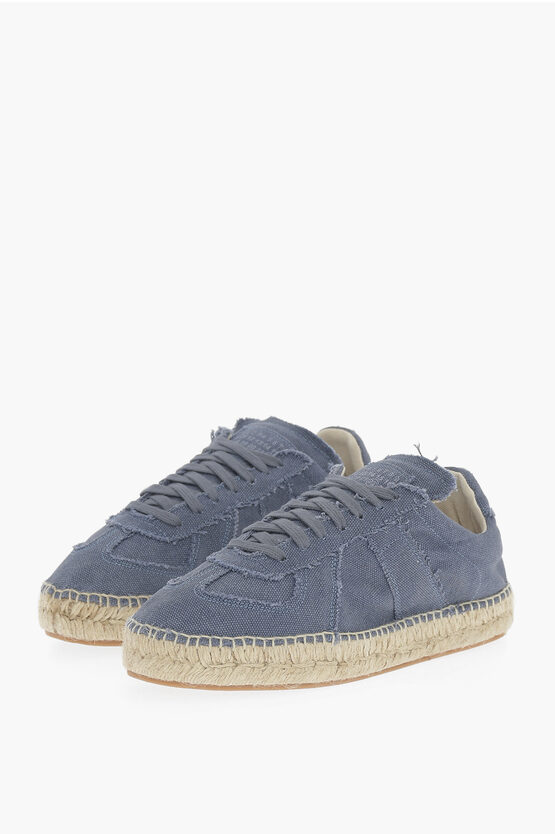 Maison Margiela Mm22 Cotton Low-top Sneakers With Jute Sole In Blue