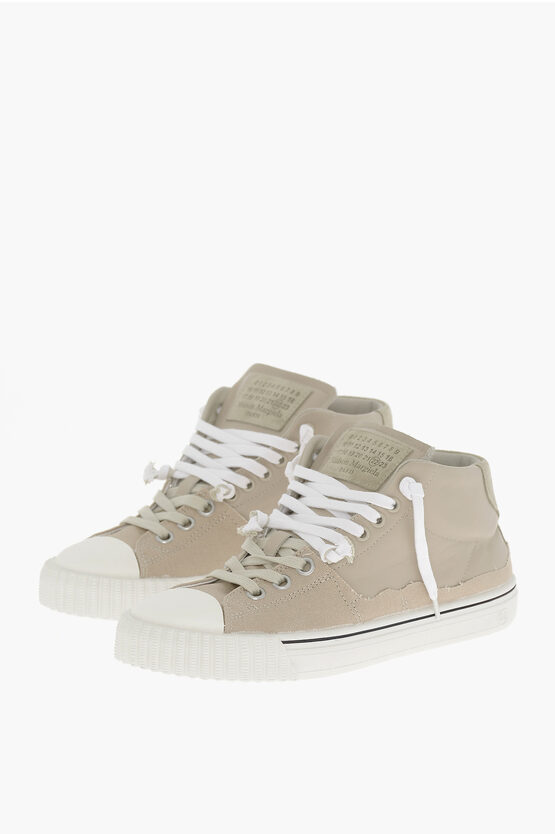 Shop Maison Margiela Mm22 Distressed Effect Leather High-top Sneakers