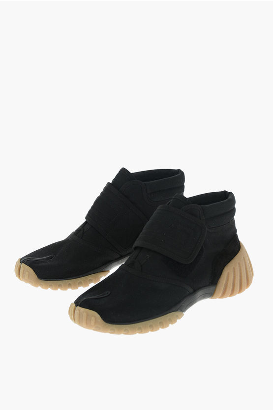 Maison Margiela Mm22 Fabric Tabi Sneakers With Leather Trimmings And Touch S In Black