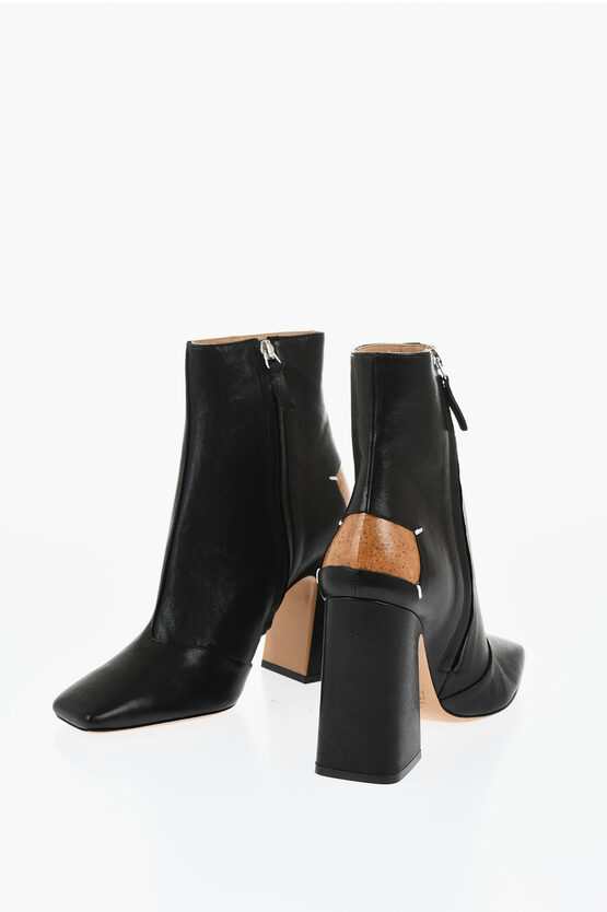 Maison Margiela Mm22 Leather Ankle Boots With Squared Toe Heel 10.5cm In Black