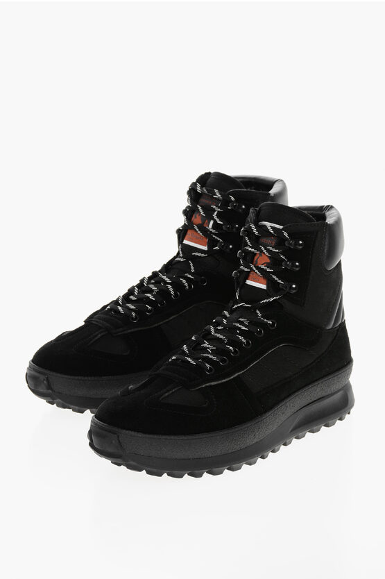Maison Margiela Mm22 Leather Climber High-top Sneakers With Suede Trims In Black