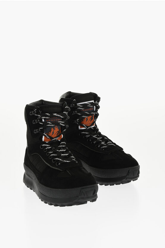 Maison Margiela Mm22 Leather Climber High-top Sneakers With Suede Trims In Black