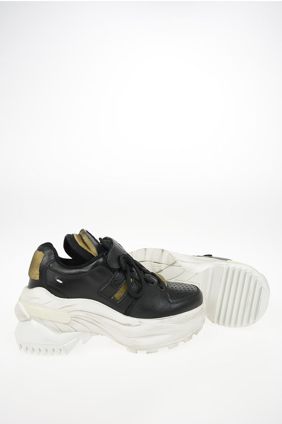 Maison Margiela Mm22 Leather Destroyed Sneakers In Black