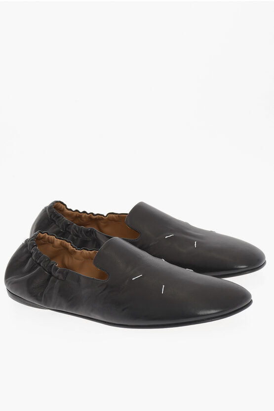 Maison Margiela Mm22 Leather Loafers With Square Toe In Brown