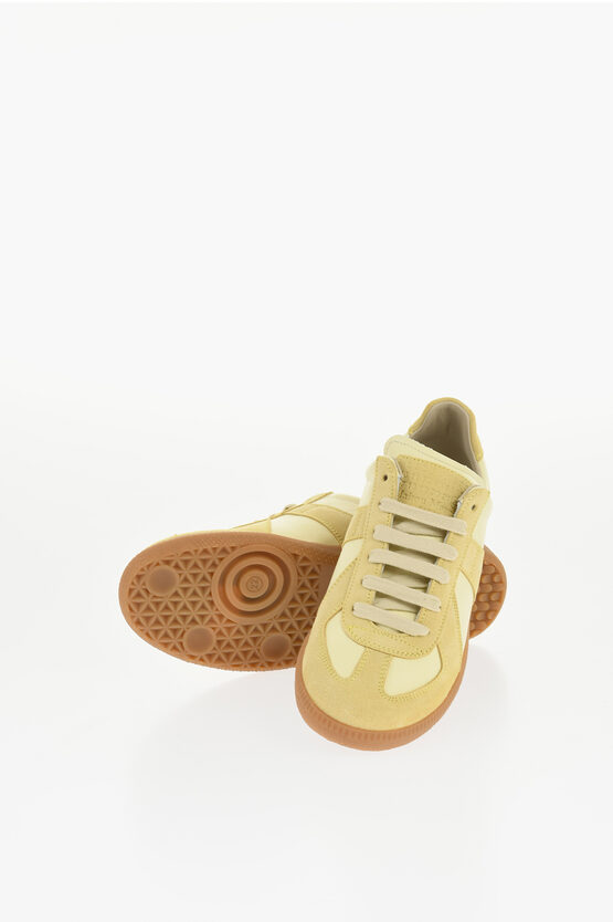 Maison Margiela Mm22 Leather Low Top Sneakers With Suede Trims In Neutral