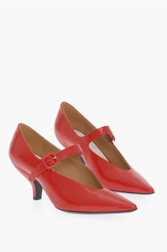 Maison Margiela Mm22 Leather Mary Jane Pumps Heel 7cm In Red