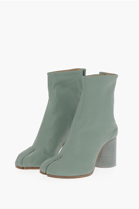 Maison Margiela Mm22 Leather Tabi Ankle Boots Heel 7cm In Green