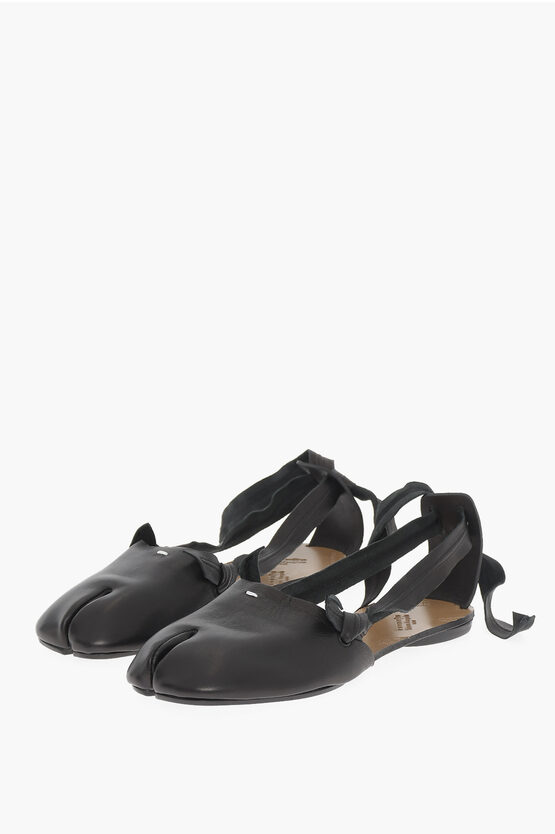 Maison Margiela Mm22 Leather Tabi Sandals In Black