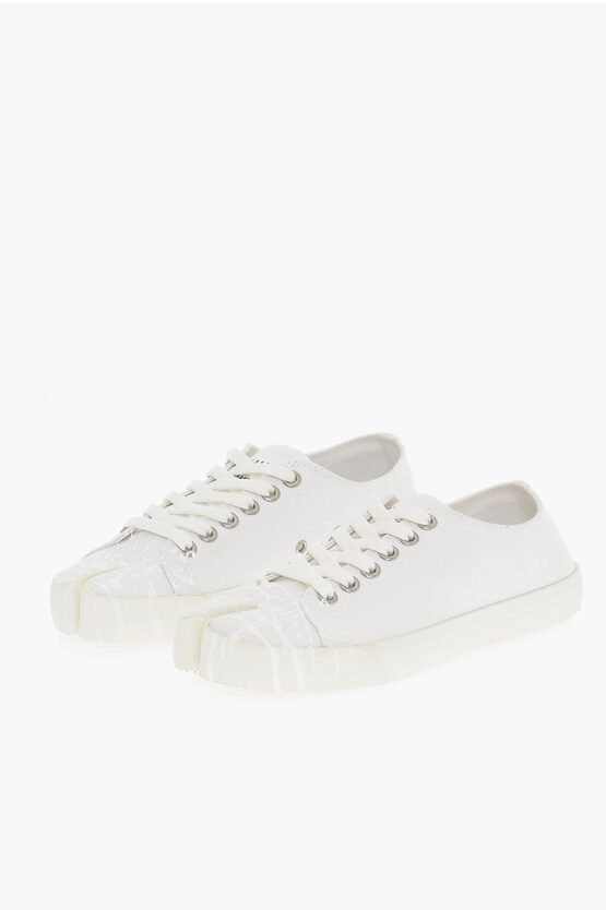 MAISON MARGIELA MM22 LOW-TOP COTTON TABI SNEAKERS WITH PAINT SPLASHES