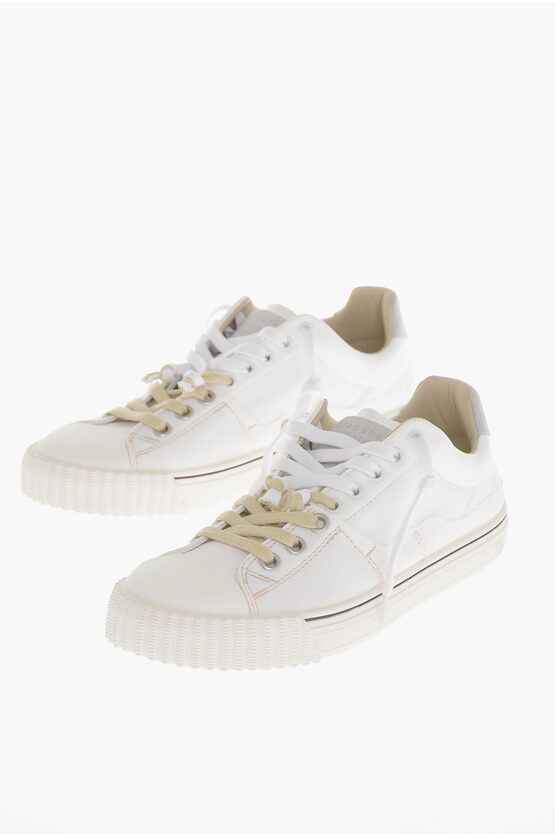 MAISON MARGIELA MM22 LOW-TOP LEATHER SNEAKERS WITH RAW CUT DETAILS 