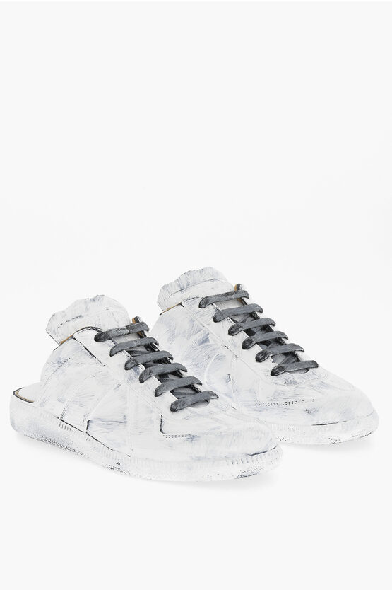 Maison Margiela Mm22 Open Back Patent Leather Sneakers In Black