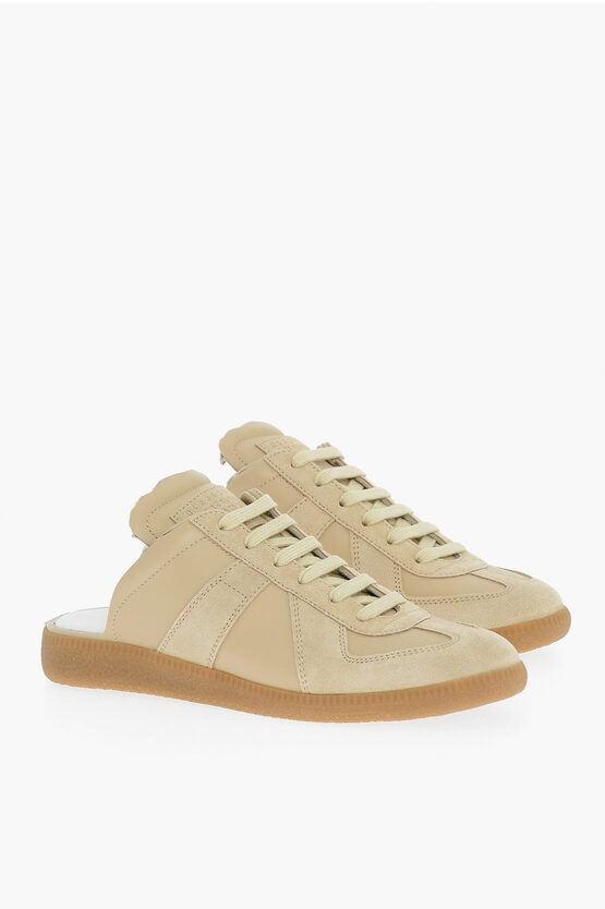 Maison Margiela Mm22 Open Back Suede Low-top Trainers In Brown