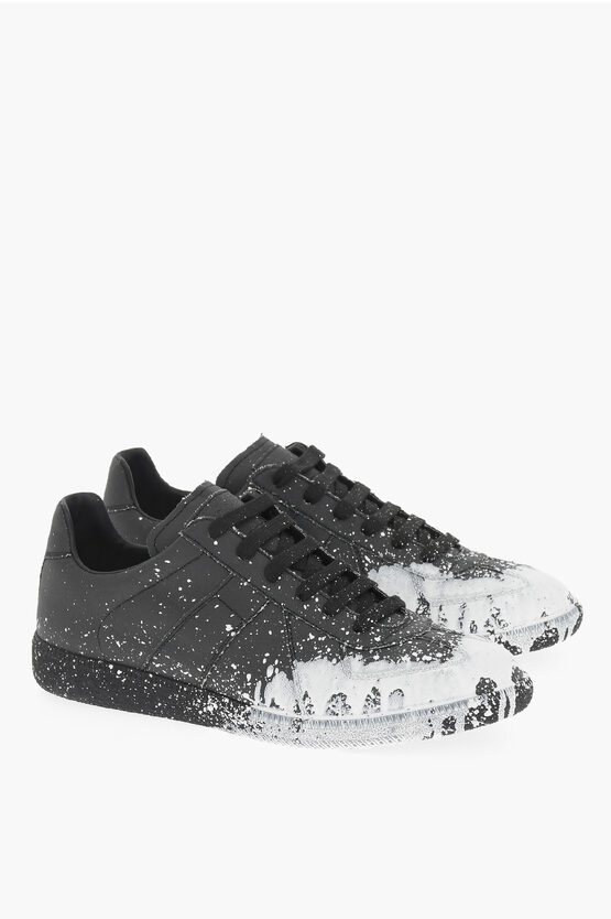 Maison Margiela Mm22 Paint Effect Fabric Low Top Sneakers In White