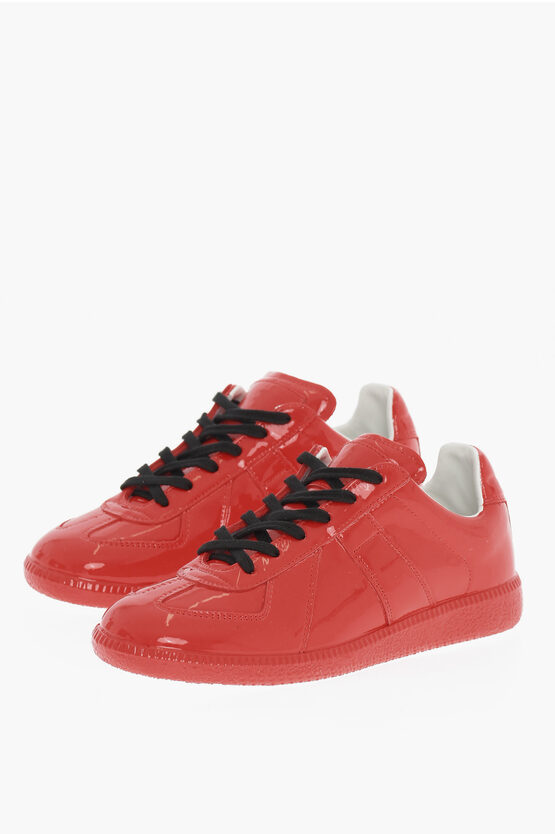 Maison Margiela Mm22 Patent Leather Low Top Sneakers In Red