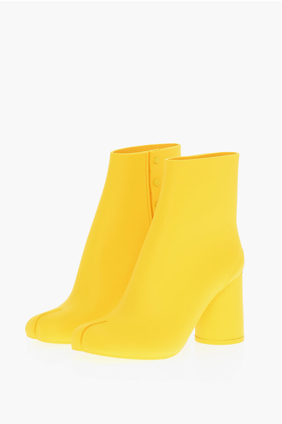Maison Margiela Mm22 Pvc Tabi Ankle Boots With Embellished By Side Buttons 8 In Yellow