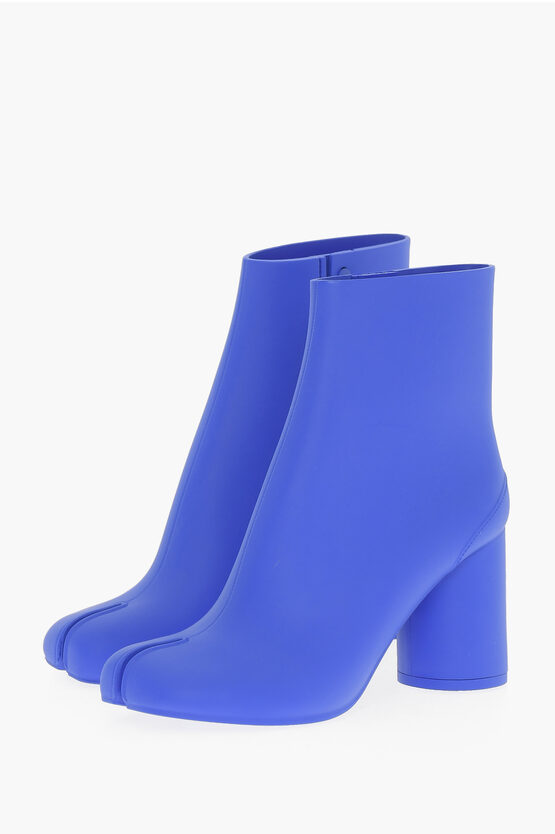 Maison Margiela Mm22 Pvc Tabi Ankle Boots With Embellished By Side Buttons 8 In Blue