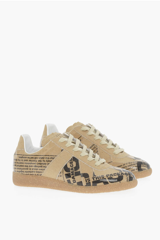Maison Margiela Mm22 Real Paper Printed Trainers In Brown