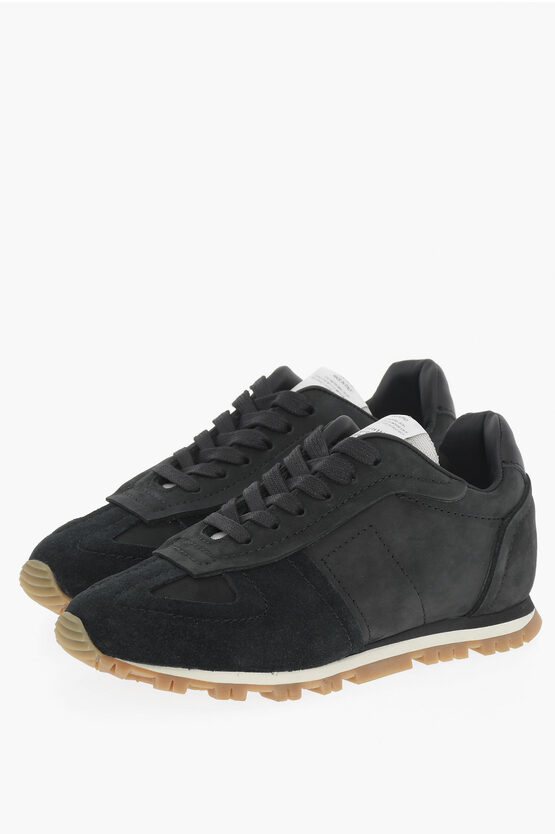 Maison Margiela Mm22 Solid Colour Suede Low-top Trainers In Black