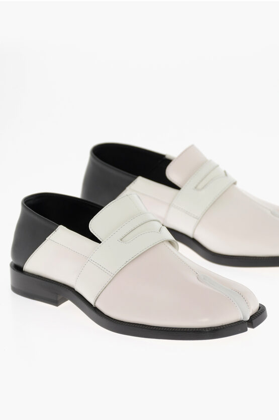 Shop Maison Margiela Mm22 Two Tone Leather Tabi Loafers