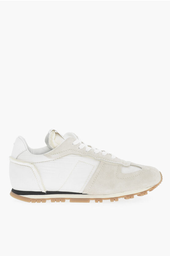 Maison Margiela MM22 Two-tone Suede and Fabric Sneakers with Cut-Out ...