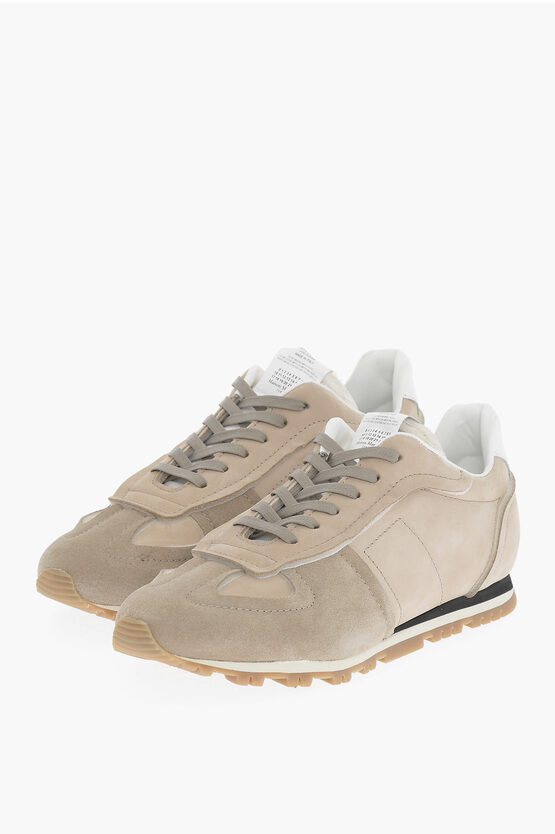 Maison Margiela Mm22 Two-tone Suede Low-top Trainers In Brown