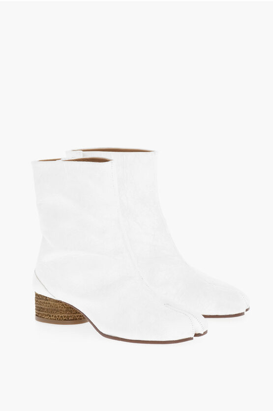 Maison Margiela Mm22 Wrinkled Effect Ankle Boots With Heel 4cm In White