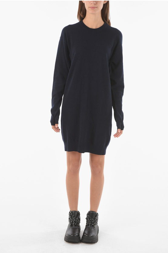 Maison Margiela Mm4 Crew Neck Wool And Cashmere Dress In Blue