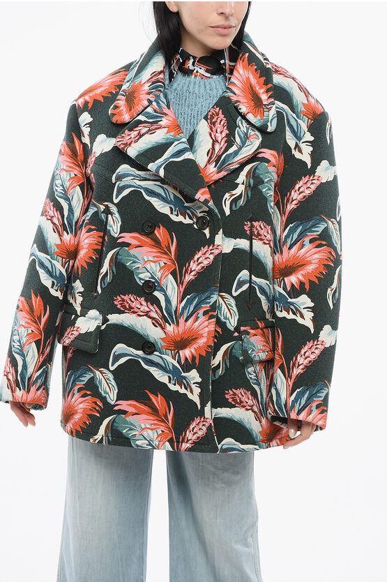Maison Margiela Mm4 Double-breasted Over Jacket With Floral Motif