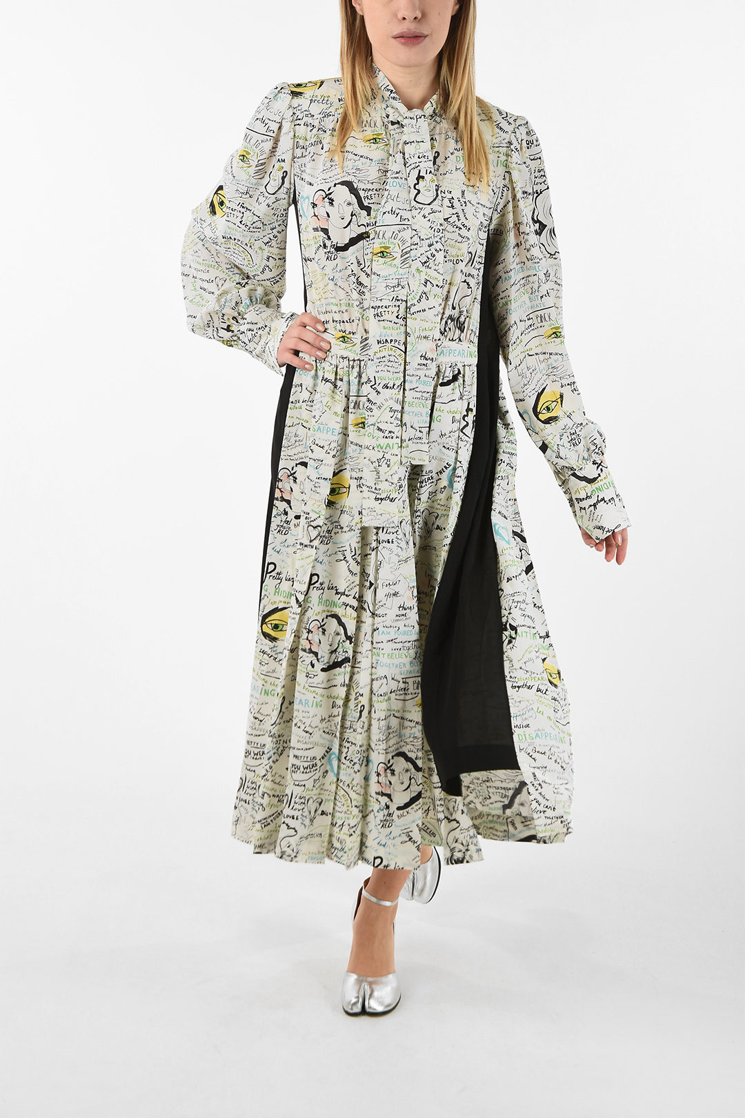 Maison Margiela MM4 Paint Splatter Silk Maxi Tunic Dress