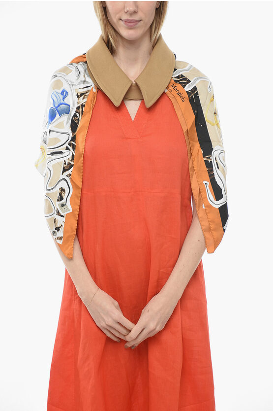 Maison Margiela Mm4 Silk Foulard With Collar Detail In Orange