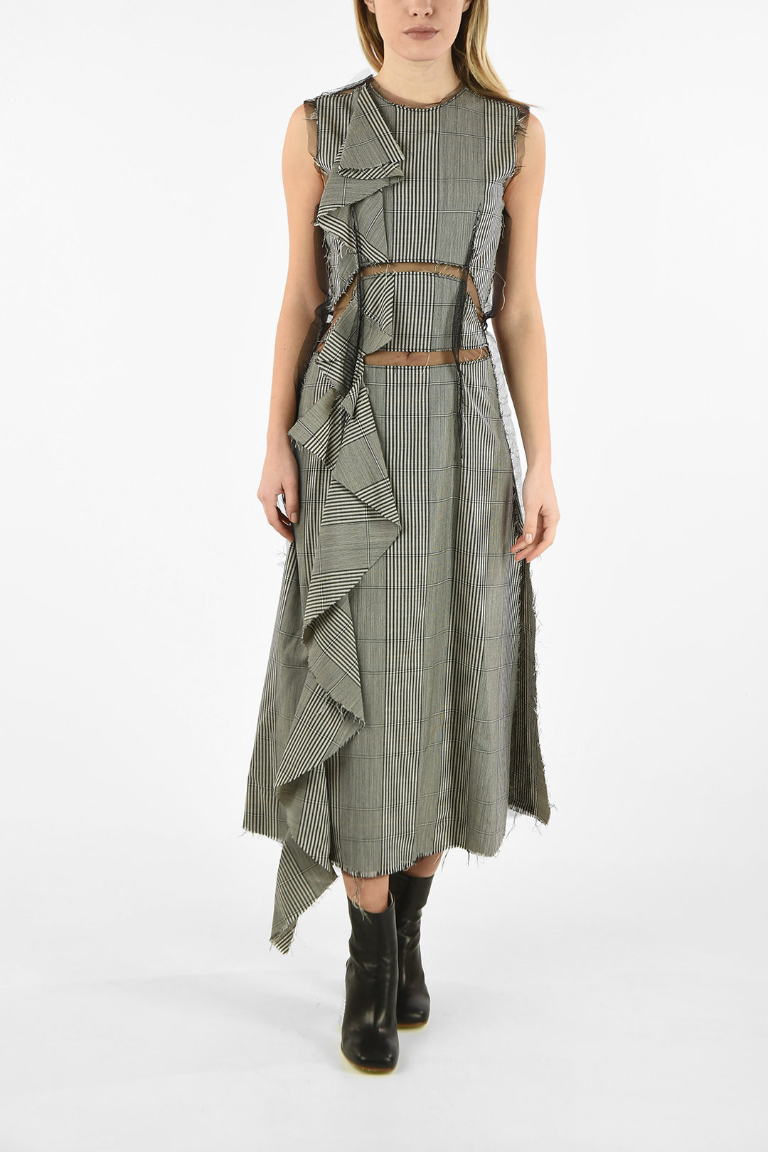 Maison Margiela MM4 Vintage Effect Maxi Asymmetrical Dress